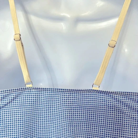 Blue White Gingham High Cut Cheeky Tankini Set - Picture 10 of 16